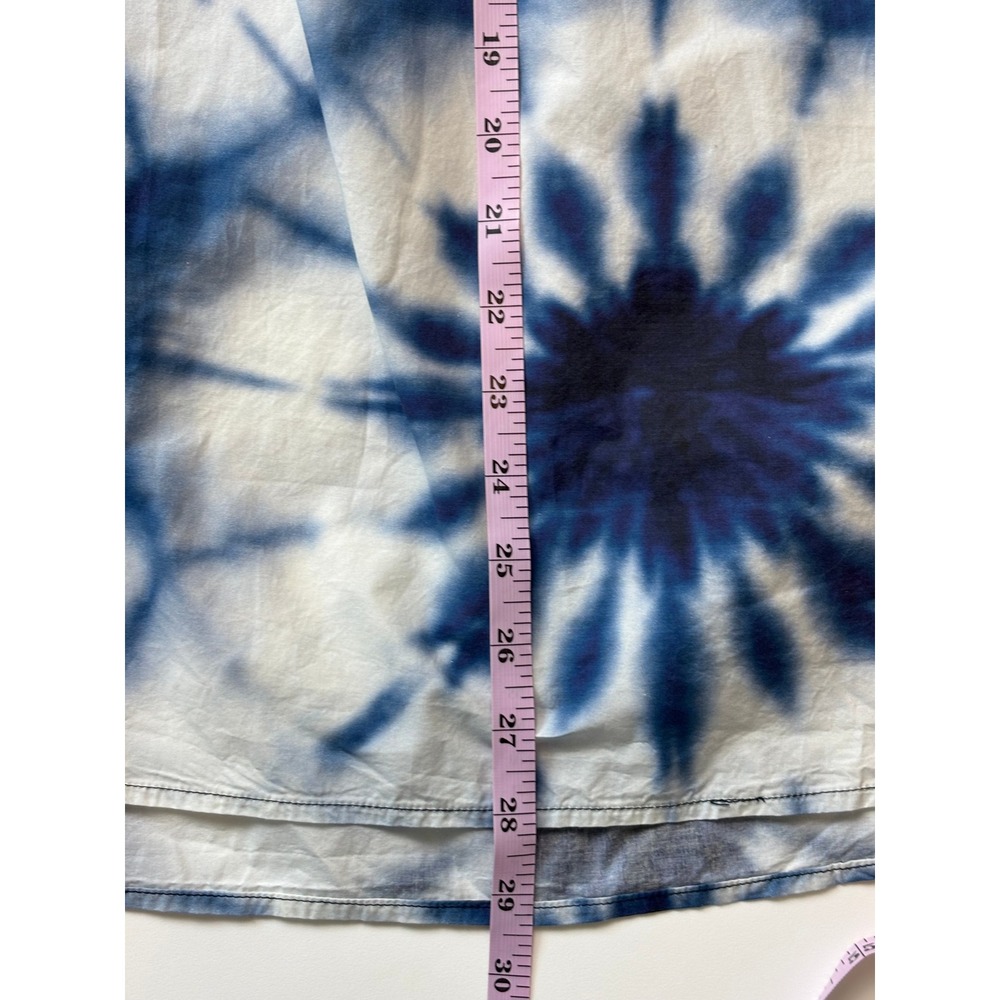 Bassike Tie Dye Organic Cotton Top Blue White Women L Oversized - Picture 4 of 8